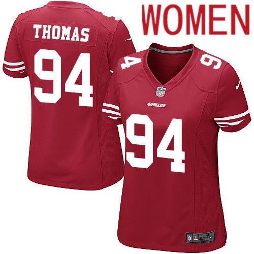 Cheap Women San Francisco 49ers 94 Solomon Thomas Nike Scarlet Game Player NFL Jersey